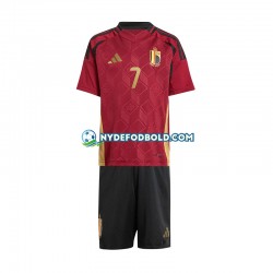 Hjemmebane Trøje Belgien Rød De Bruyne 7 Euro 2024 K/Æ Børn(+Shorts)