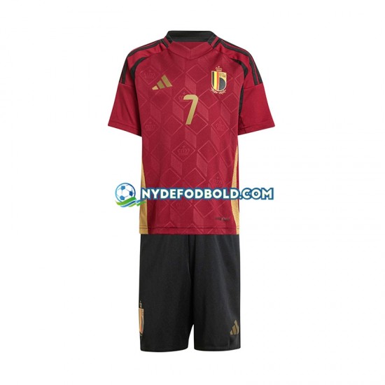 Hjemmebane Trøje Belgien Rød De Bruyne 7 Euro 2024 K/Æ Børn(+Shorts)