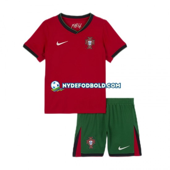 Hjemmebane Trøje Portugal Rød Euro 2024 K/Æ Børn(+Shorts)