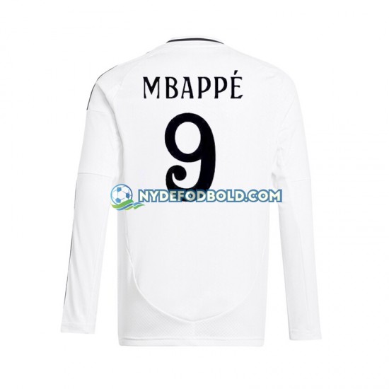 Hjemmebane Trøje Real Madrid Hvid Kylian Mbappe 9 2024-2025 L/Æ Mænd