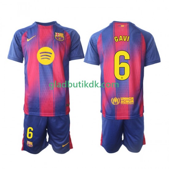 Hjemmebane Trøje FC Barcelona Gavi 6 2025-2026 K/Æ Børn(+Shorts)