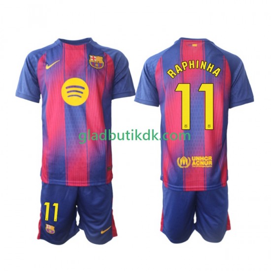 Hjemmebane Trøje FC Barcelona Raphinha 11 2025-2026 K/Æ Børn(+Shorts)