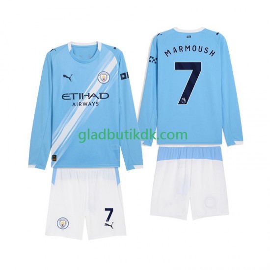 Hjemmebane Trøje Manchester City Omar Marmoush 7 2025-2026 L/Æ Børn(+Shorts)