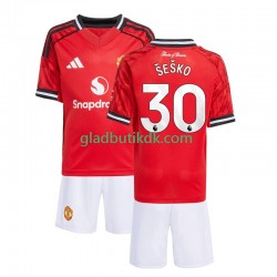 Hjemmebane Trøje Manchester United Benjamin Sesko 30 2025-2026 K/Æ Børn(+Shorts)