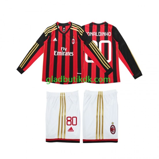 Hjemmebane Trøje AC Milan RONALDINHO 80 Retro 2013 2014 L/Æ Børn(+Shorts)