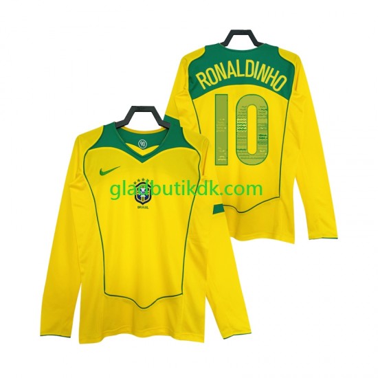 Hjemmebane Trøje Brasilien RONALDINHO 10 Retro 2004 L/Æ Mænd