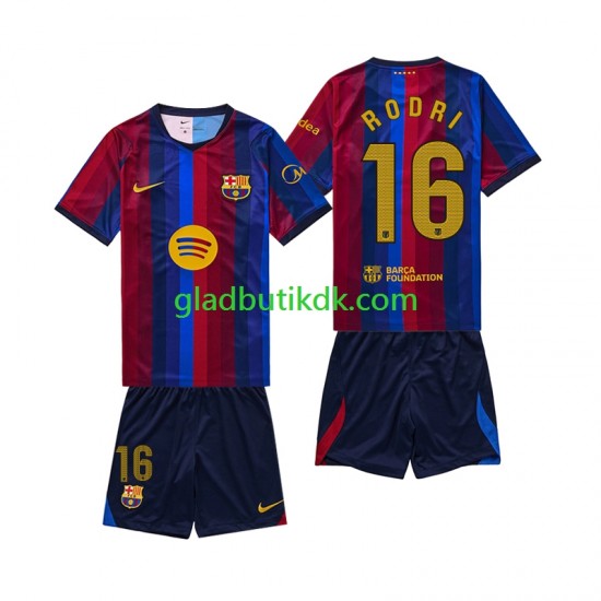 Hjemmebane Trøje FC Barcelona Rodri 16 2026-2027 K/Æ Børn(+Shorts)
