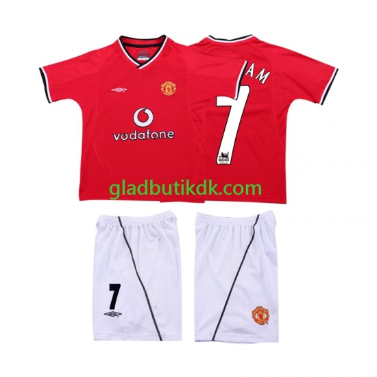 Hjemmebane Trøje Manchester United BECKHAM 7 Retro 2000 2002 K/Æ Børn(+Shorts)