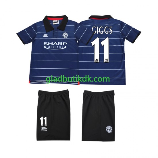 Udebane Trøje Manchester United GIGGS 11 Retro 1999 2000 K/Æ Børn(+Shorts)