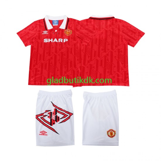 Hjemmebane Trøje Manchester United Retro 1993 1994 K/Æ Børn(+Shorts)
