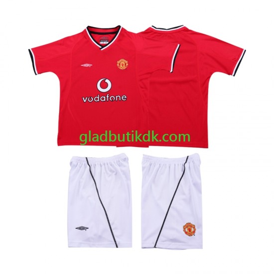 Hjemmebane Trøje Manchester United Retro 2000 2002 K/Æ Børn(+Shorts)