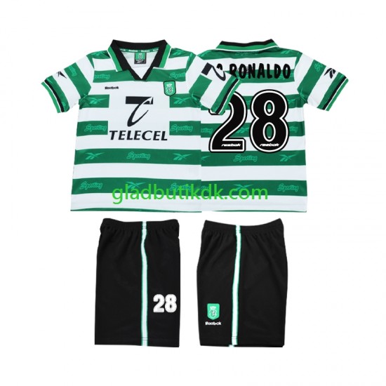 Hjemmebane Trøje Sporting CP Cristiano Ronaldo 28 Retro 1999 2000 K/Æ Børn(+Shorts)
