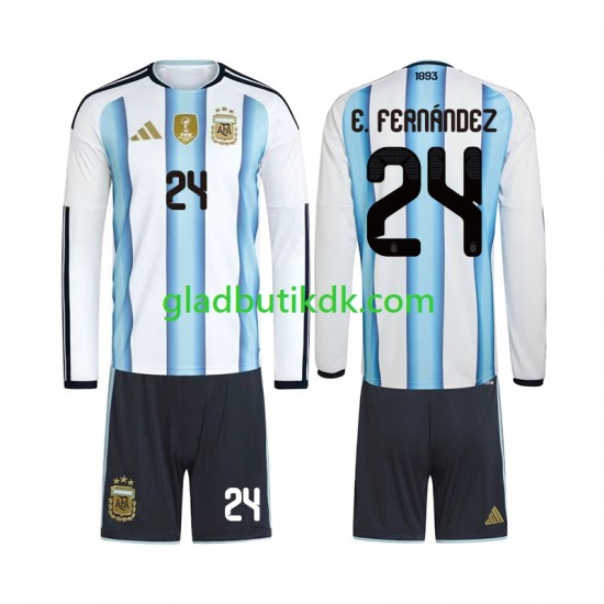 Hjemmebane Trøje Argentina Enzo Fernandez 24 World Cup 2026 L/Æ Børn(+Shorts)
