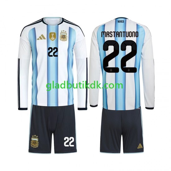 Hjemmebane Trøje Argentina Franco Mastantuono 22 World Cup 2026 L/Æ Børn(+Shorts)