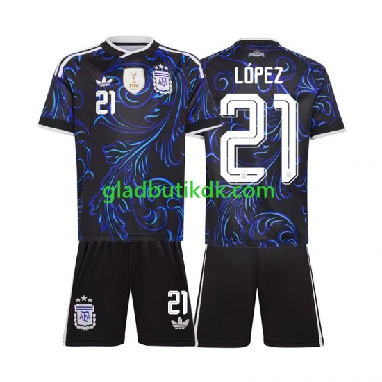Udebane Trøje Argentina Jose Manuel Lopez 21 World Cup 2026 K/Æ Børn(+Shorts)
