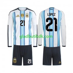 Hjemmebane Trøje Argentina Jose Manuel Lopez 21 World Cup 2026 L/Æ Børn(+Shorts)