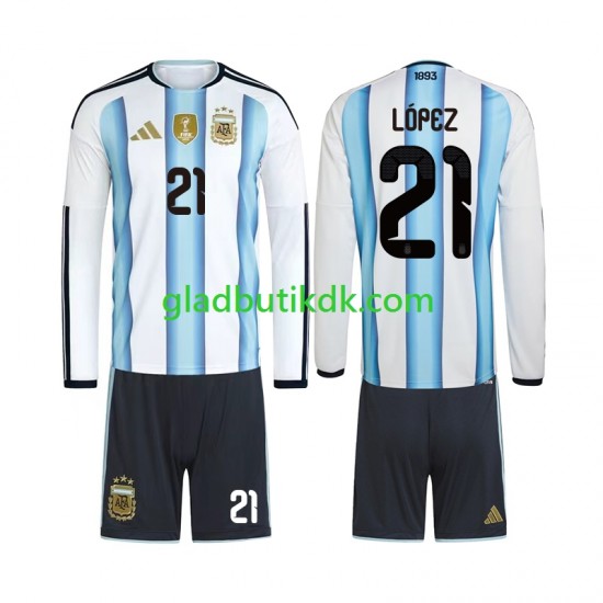 Hjemmebane Trøje Argentina Jose Manuel Lopez 21 World Cup 2026 L/Æ Børn(+Shorts)