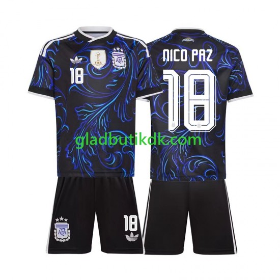 Udebane Trøje Argentina Nico Paz 18 World Cup 2026 K/Æ Børn(+Shorts)