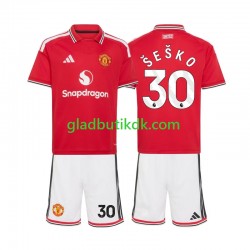 Hjemmebane Trøje Manchester United Benjamin Sesko 30 2026-2027 K/Æ Børn(+Shorts)