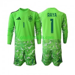 Trøje Spanien Målmand David Raya 1 6th Green color World Cup 2026 L/Æ Børn(+Shorts)