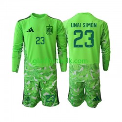 Trøje Spanien Målmand Unai Simon 23 6th Green color World Cup 2026 L/Æ Børn(+Shorts)