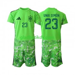 Trøje Spanien Målmand Unai Simon 23 6th Green color World Cup 2026 K/Æ Børn(+Shorts)