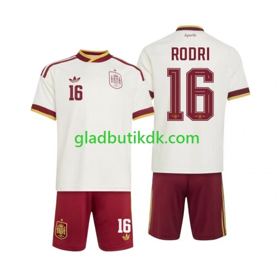 Udebane Trøje Spanien Rodri 16 World Cup 2026 K/Æ Børn(+Shorts)
