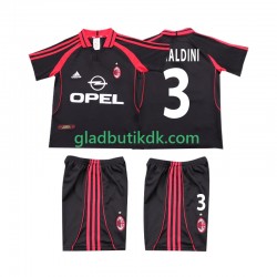 3. Valg Trøje AC Milan MALDINI 3 Retro 2000 2001 K/Æ Børn(+Shorts)