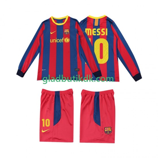 Hjemmebane Trøje FC Barcelona Lionel Messi 10 Retro 2010 2011 L/Æ Børn(+Shorts)