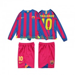 Hjemmebane Trøje FC Barcelona RONALDINHO 10 Retro 2005 2006 L/Æ Børn(+Shorts)