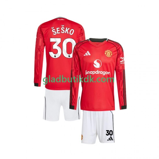 Hjemmebane Trøje Manchester United Benjamin Sesko 30 2025-2026 L/Æ Børn(+Shorts)
