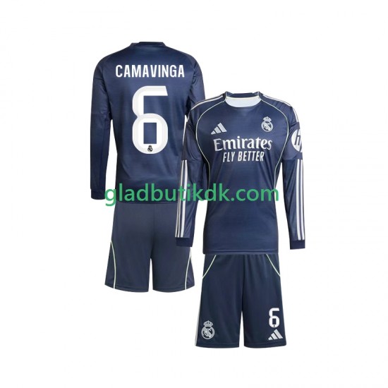 Udebane Trøje Real Madrid Camavinga 6 2025-2026 L/Æ Børn(+Shorts)