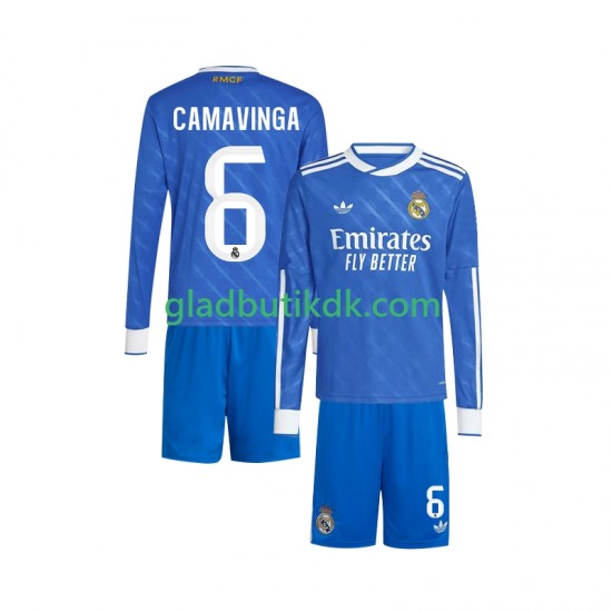 3. Valg Trøje Real Madrid Camavinga 6 2025-2026 L/Æ Børn(+Shorts)