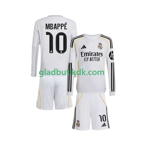 Hjemmebane Trøje Real Madrid Kylian Mbappe 10 2025-2026 L/Æ Børn(+Shorts)