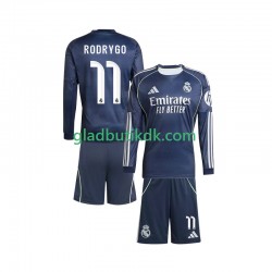Udebane Trøje Real Madrid Rodrygo 11 2025-2026 L/Æ Børn(+Shorts)