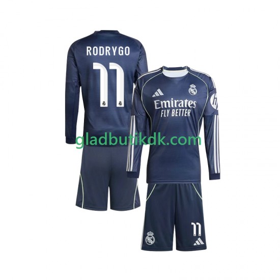 Udebane Trøje Real Madrid Rodrygo 11 2025-2026 L/Æ Børn(+Shorts)