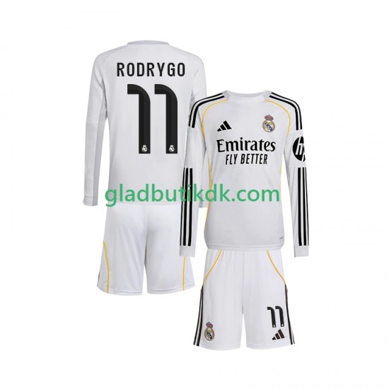 Hjemmebane Trøje Real Madrid Rodrygo 11 2025-2026 L/Æ Børn(+Shorts)