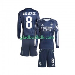 Udebane Trøje Real Madrid Valverde 8 2025-2026 L/Æ Børn(+Shorts)