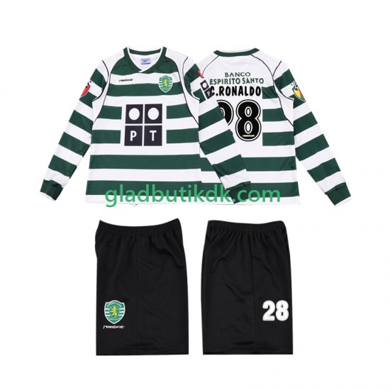 Hjemmebane Trøje Sporting CP Cristiano Ronaldo 28 Retro 2001 2003 L/Æ Børn(+Shorts)