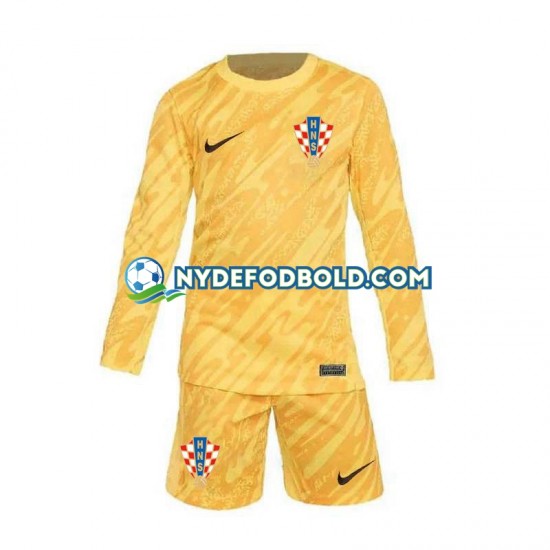 Hjemmebane Trøje Kroatien Målmand Gul Euro 2024 L/Æ Børn(+Shorts)