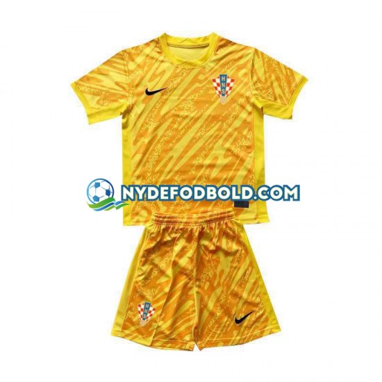 Hjemmebane Trøje Kroatien Målmand Gul Euro 2024 K/Æ Børn(+Shorts)