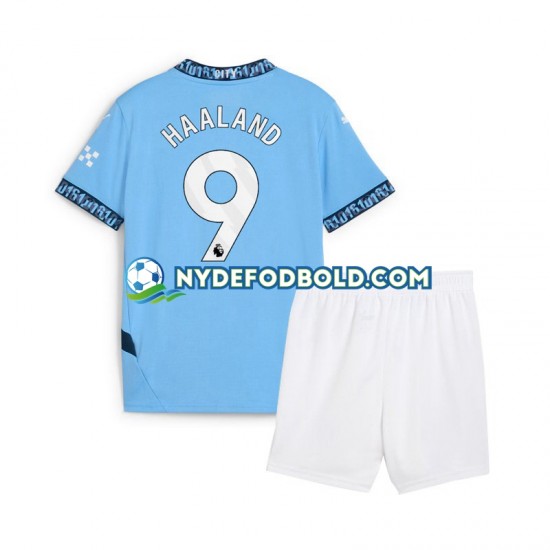 Hjemmebane Trøje Manchester City Blå Erling Haaland 9 2024-2025 K/Æ Børn(+Shorts)