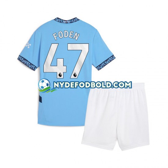 Hjemmebane Trøje Manchester City Blå Phil Foden 47 2024-2025 K/Æ Børn(+Shorts)