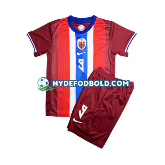 Hjemmebane Trøje Norge Rød Erling Haaland 9 2024 K/Æ Børn(+Shorts)