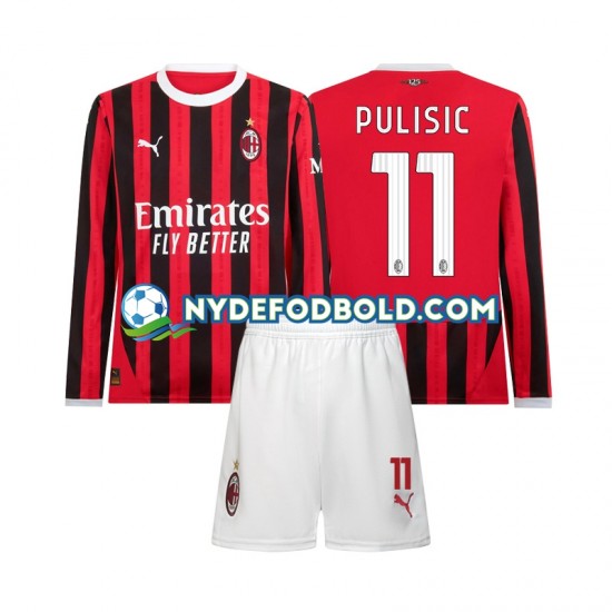 Hjemmebane Trøje AC Milan Christian Pulisic 11 2024-2025 L/Æ Børn(+Shorts)