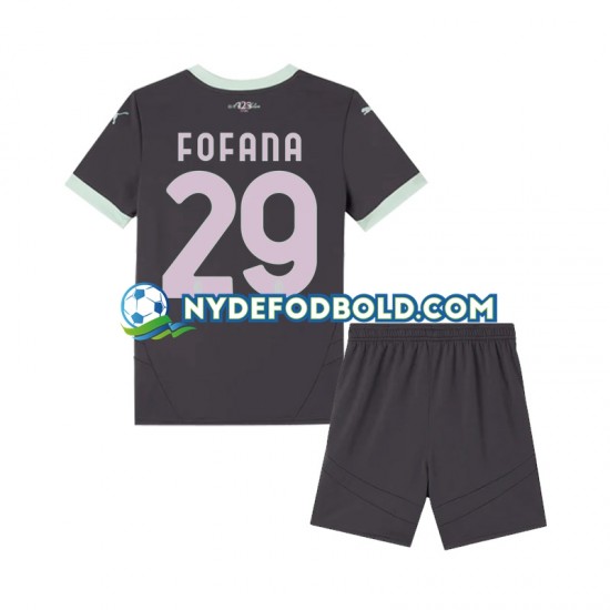 3. Valg Trøje AC Milan Fofana 29 2024-2025 K/Æ Børn(+Shorts)
