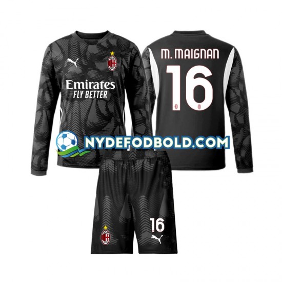 Hjemmebane Trøje AC Milan Målmand Sort Mike Maignan 16 2024-2025 L/Æ Børn(+Shorts)