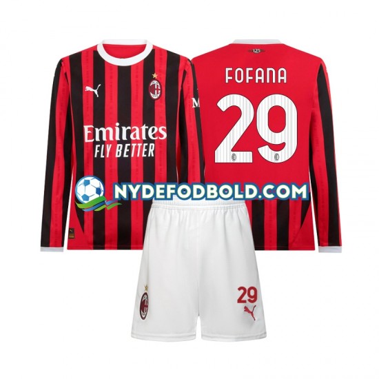 Hjemmebane Trøje AC Milan Youssouf Fofana 29 2024-2025 L/Æ Børn(+Shorts)