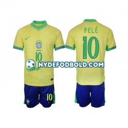 Hjemmebane Trøje Brasilien PELE 10 2024 K/Æ Børn(+Shorts)