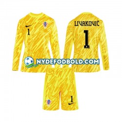 Hjemmebane Trøje Kroatien Målmand DOMINIK LIVAKOVIC 1 Euro 2024 L/Æ Børn(+Shorts)